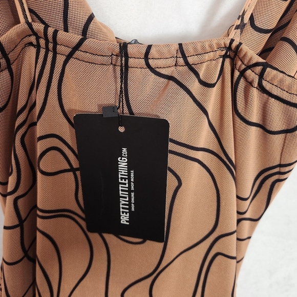 PrettyLittleThing Brown Sleeveless Cowl Neck Slip Dress size 6 NWT - Picture 10 of 15